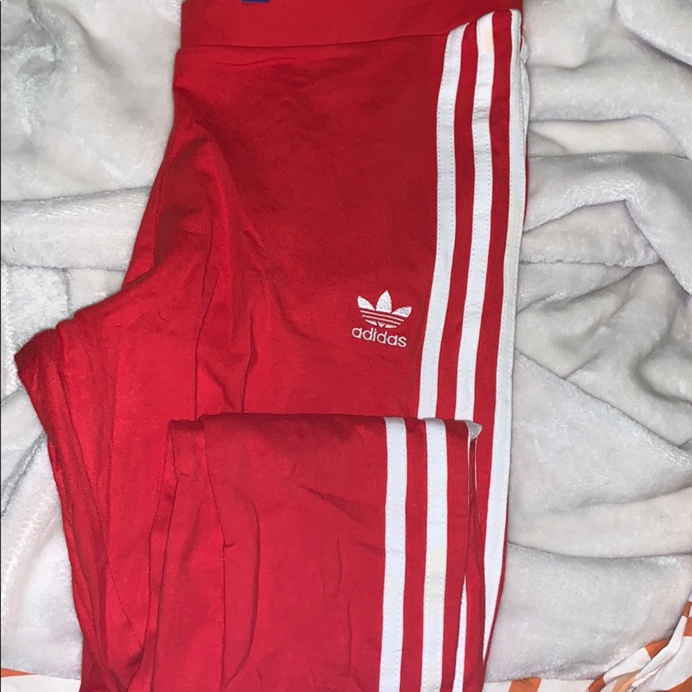 Red adidas leggings
